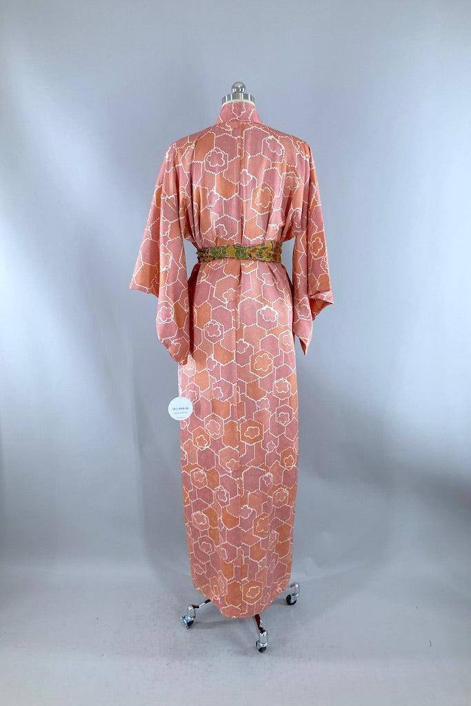 Vintage Pink &amp; Orange Abstract Print Kimono-ThisBlueBird