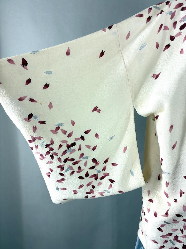 Vintage Pink Petals Silk Kimono Jacket-ThisBlueBird