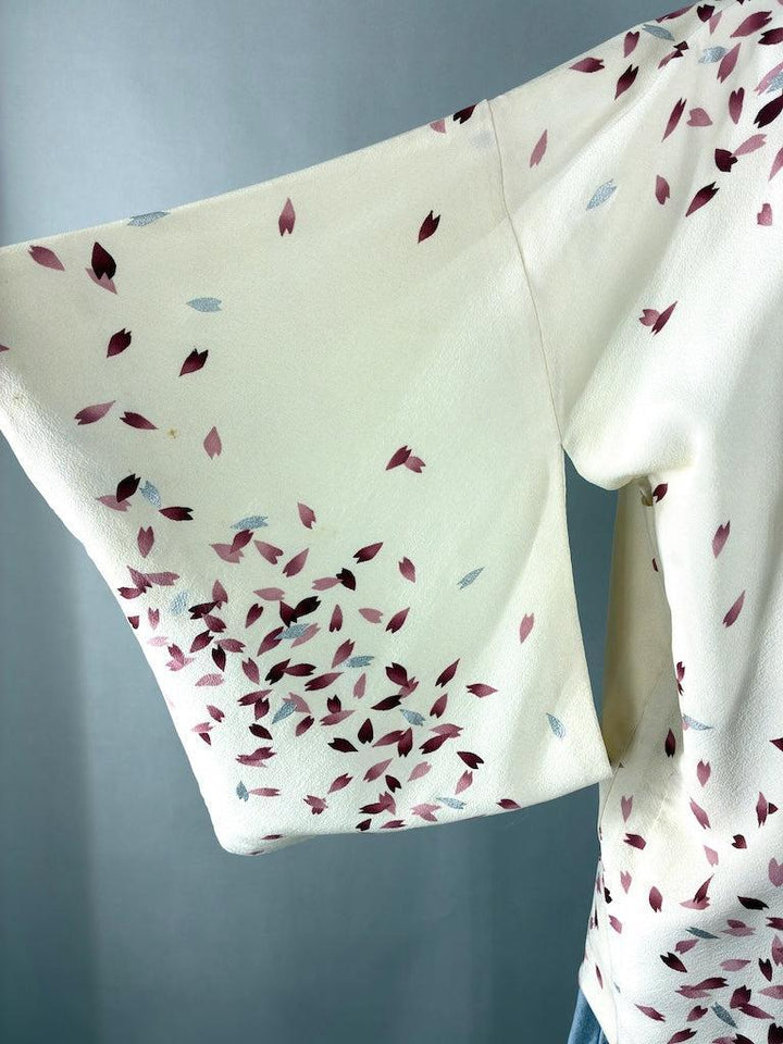 Vintage Pink Petals Silk Kimono Jacket-ThisBlueBird