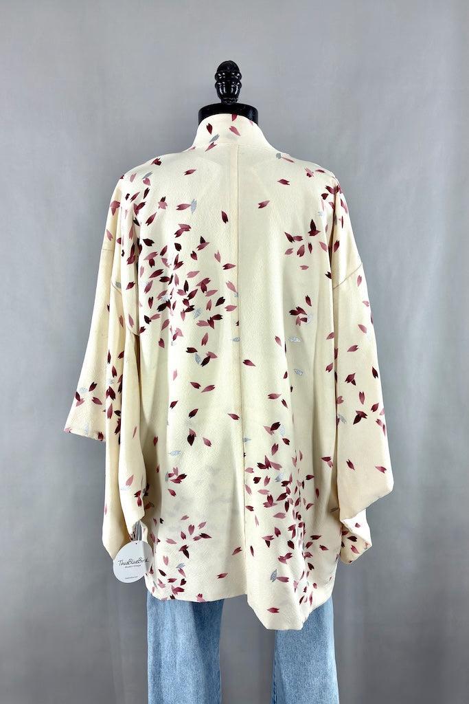 Vintage Pink Petals Silk Kimono Jacket-ThisBlueBird