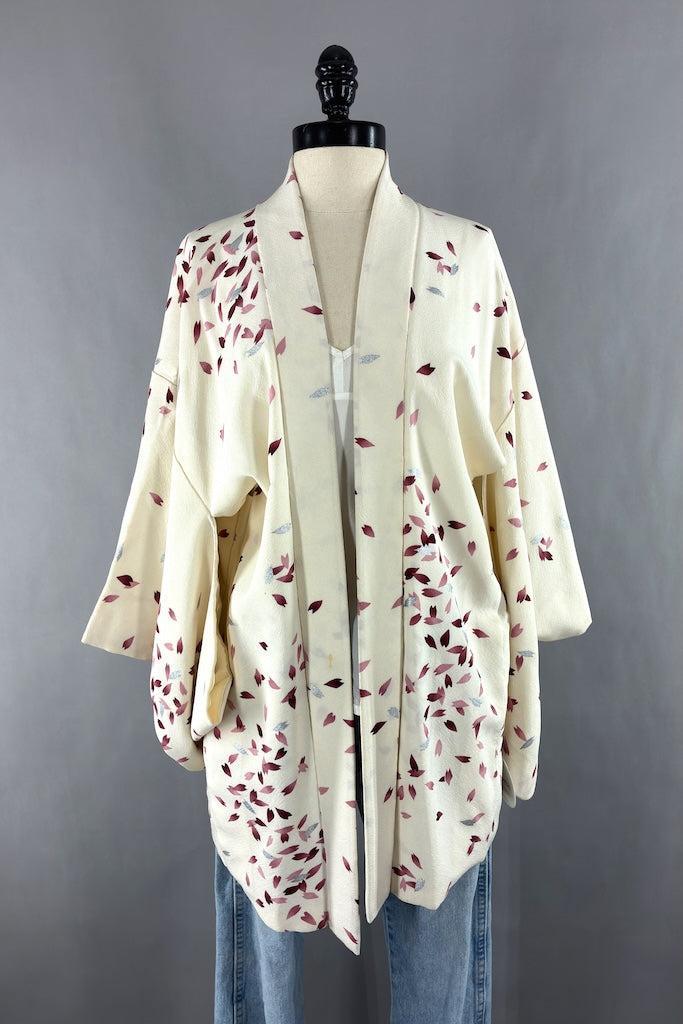 Vintage Pink Petals Silk Kimono Jacket-ThisBlueBird