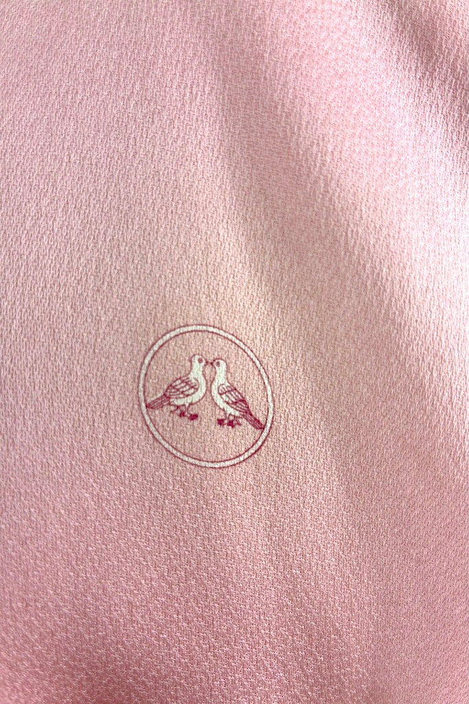 Vintage Pink Sandhill Cranes Silk Kimono Robe-ThisBlueBird