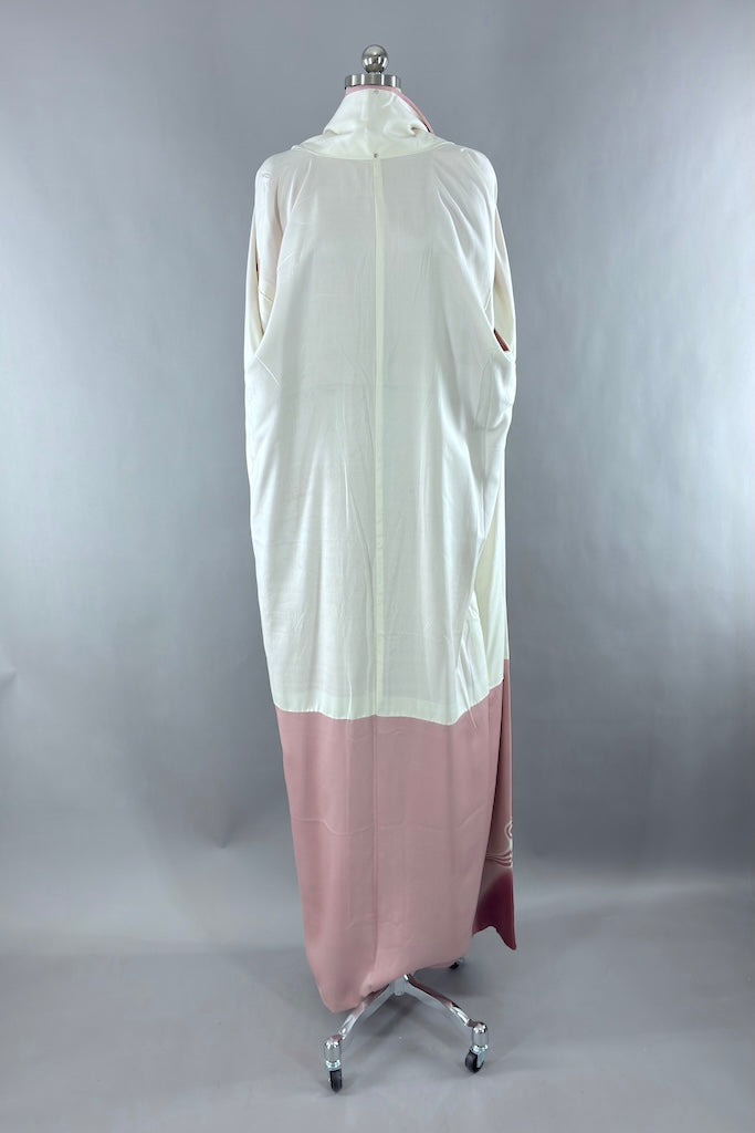 Vintage Pink Sandhill Cranes Silk Kimono Robe-ThisBlueBird