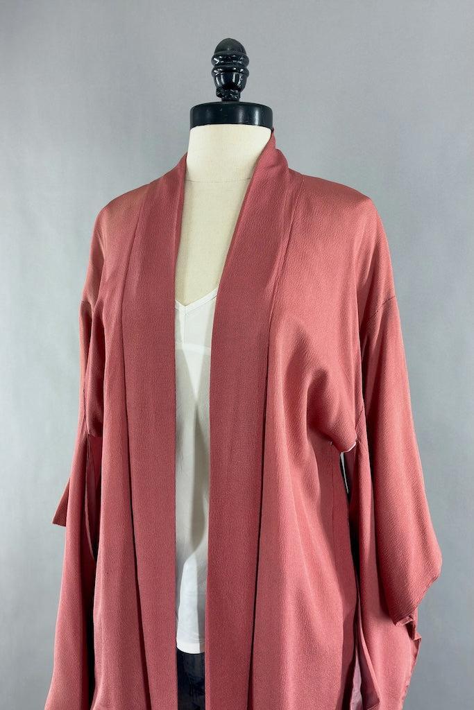 Vintage Pink Terra Cotta Silk Kimono Cardigan-ThisBlueBird