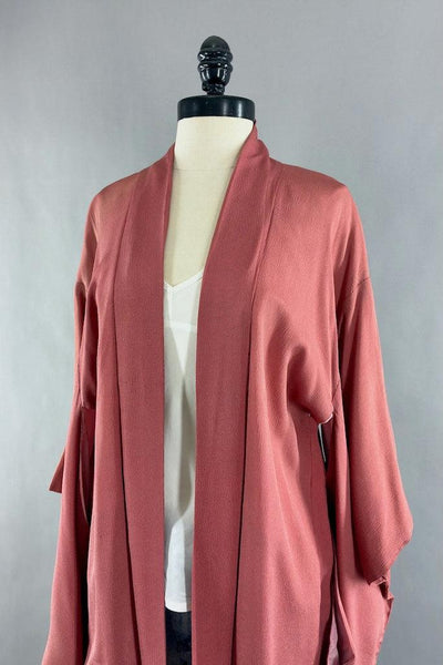Vintage Pink Terra Cotta Silk Kimono Cardigan-ThisBlueBird