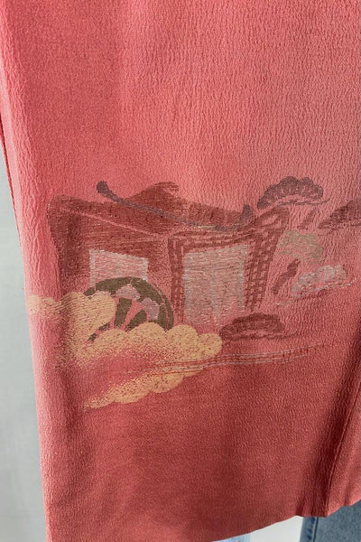 Vintage Pink Terra Cotta Silk Kimono Cardigan-ThisBlueBird