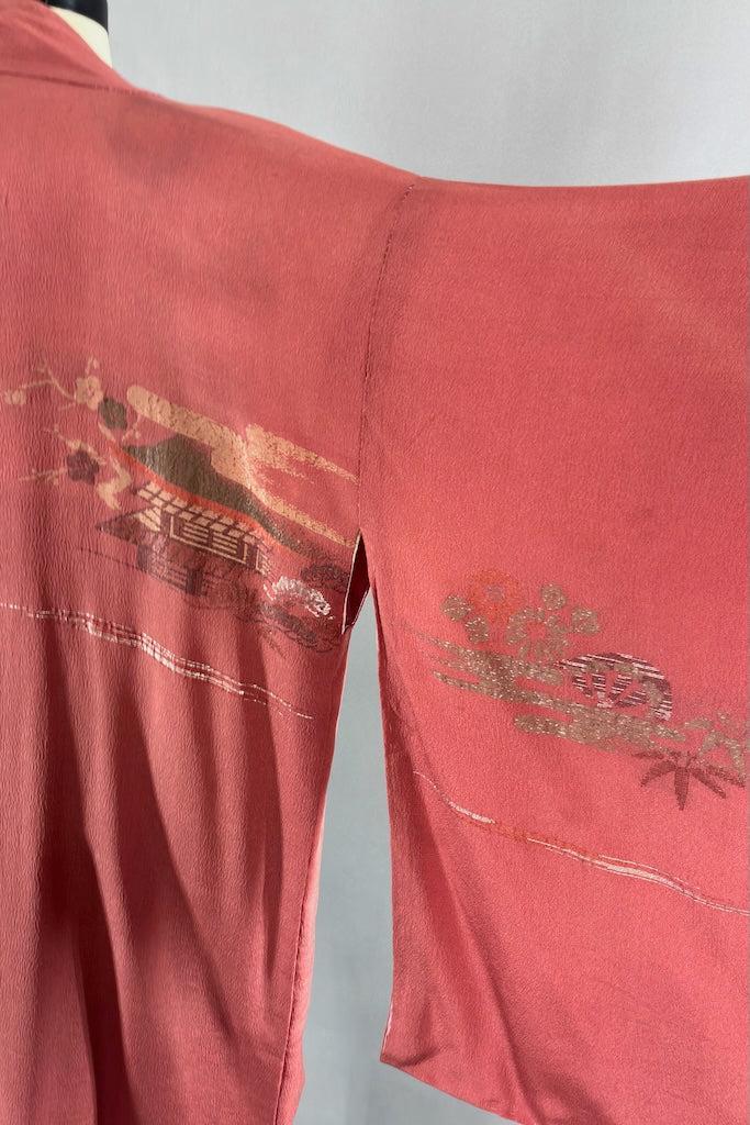 Vintage Pink Terra Cotta Silk Kimono Cardigan-ThisBlueBird
