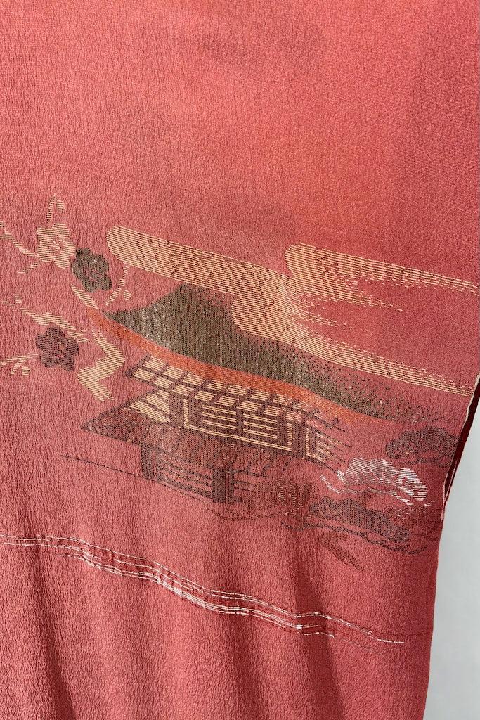 Vintage Pink Terra Cotta Silk Kimono Cardigan-ThisBlueBird