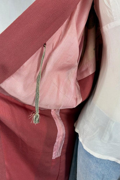 Vintage Pink Terra Cotta Silk Kimono Cardigan-ThisBlueBird