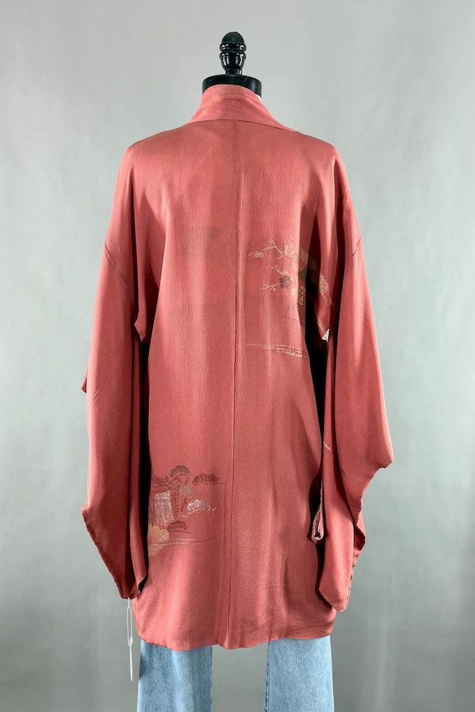 Vintage Pink Terra Cotta Silk Kimono Cardigan-ThisBlueBird