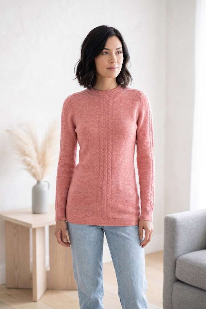 Vintage Pink Wool Fisherman's Sweater-ThisBlueBird