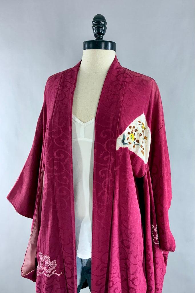 Vintage Puprle Shibori Birds Kimono Cardigan-ThisBlueBird