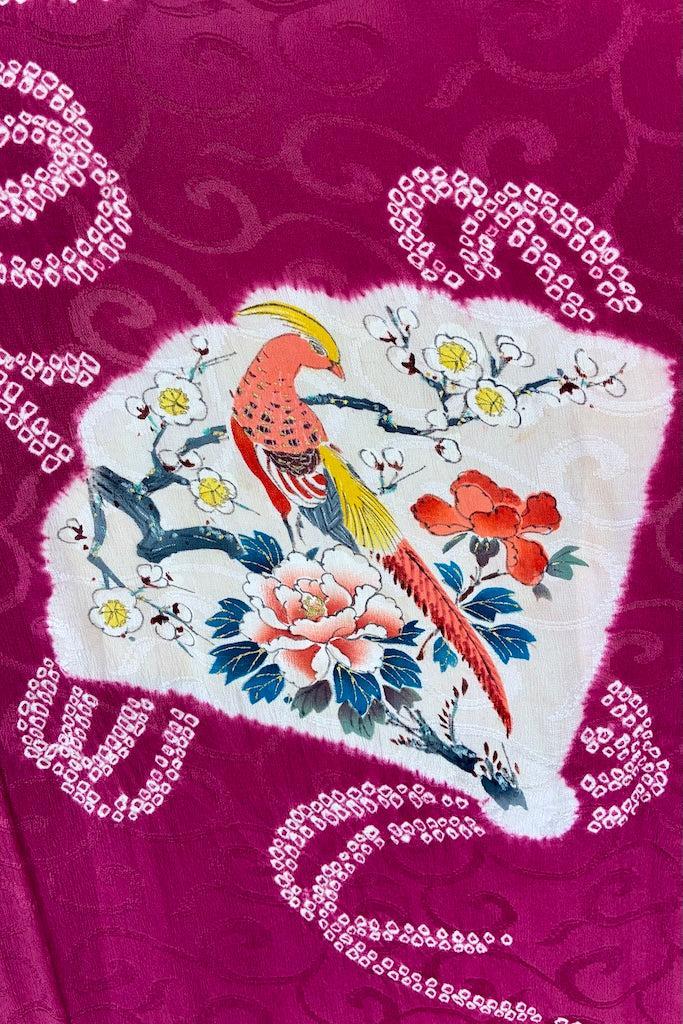 Vintage Puprle Shibori Birds Kimono Cardigan-ThisBlueBird