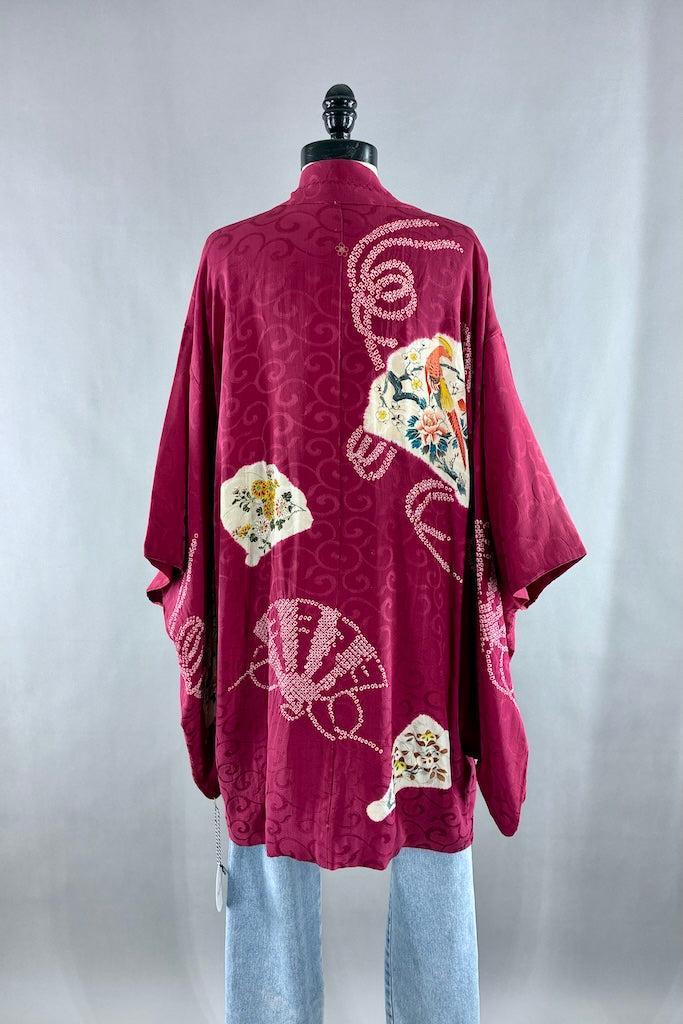 Vintage Puprle Shibori Birds Kimono Cardigan-ThisBlueBird