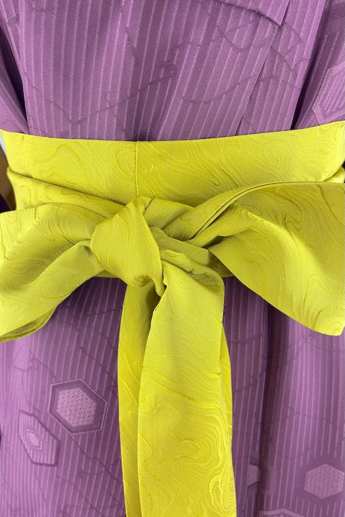 Vintage Purple Hexagon Silk Kimono Robe-ThisBlueBird
