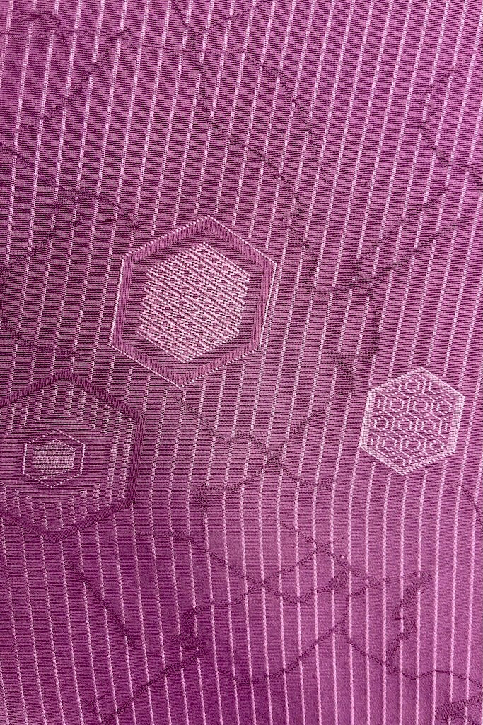 Vintage Purple Hexagon Silk Kimono Robe-ThisBlueBird