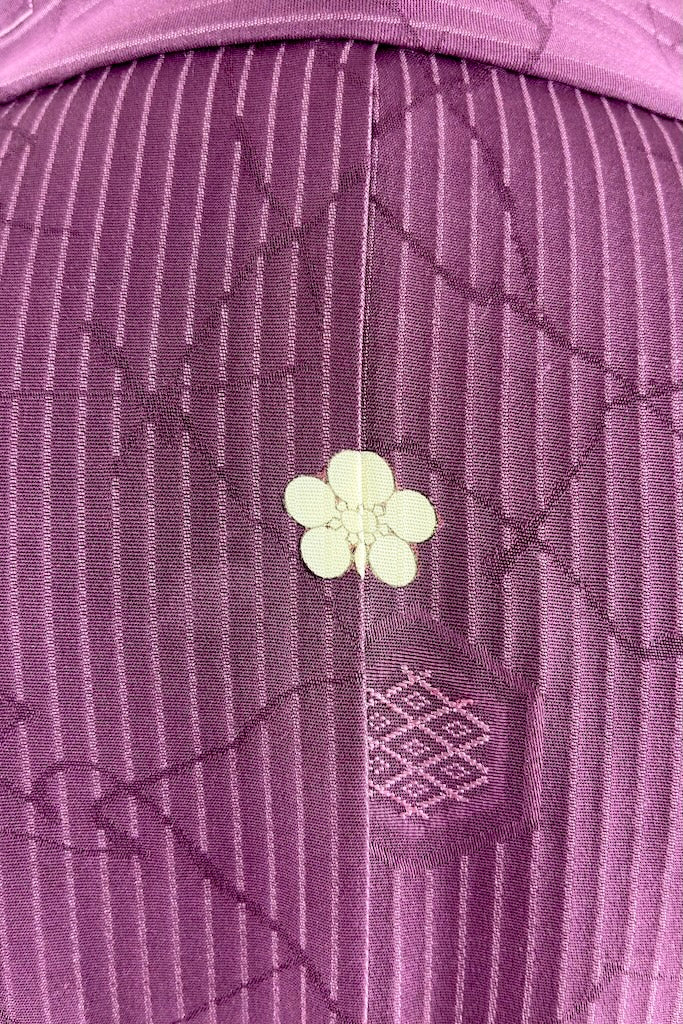 Vintage Purple Hexagon Silk Kimono Robe-ThisBlueBird