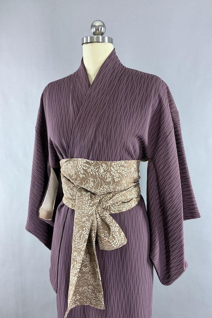 Vintage Purple Metallic Silk Kimono-ThisBlueBird
