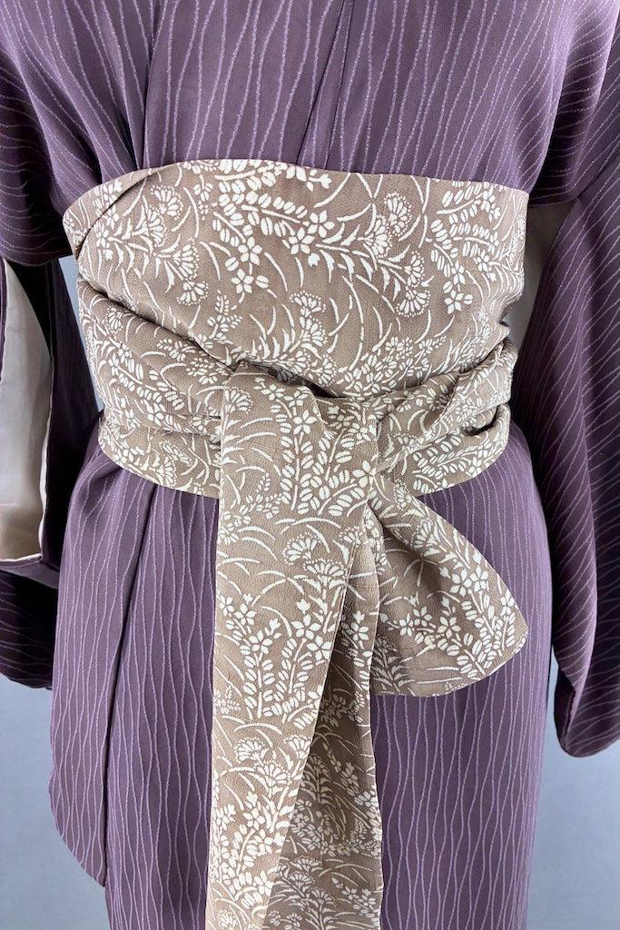 Vintage Purple Metallic Silk Kimono-ThisBlueBird