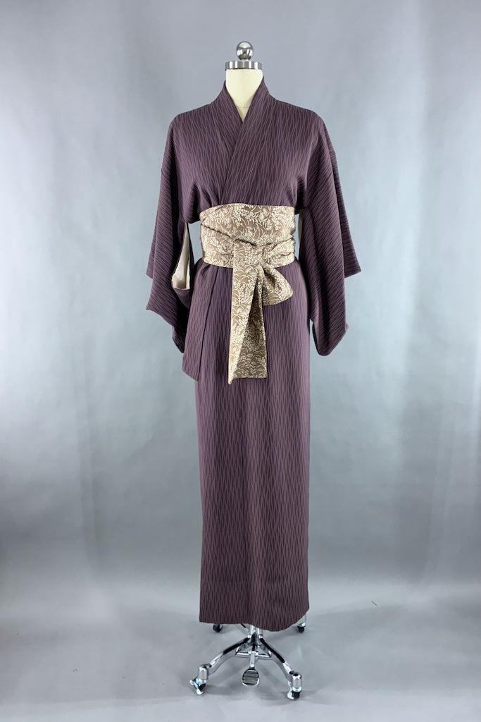 Vintage Purple Metallic Silk Kimono-ThisBlueBird