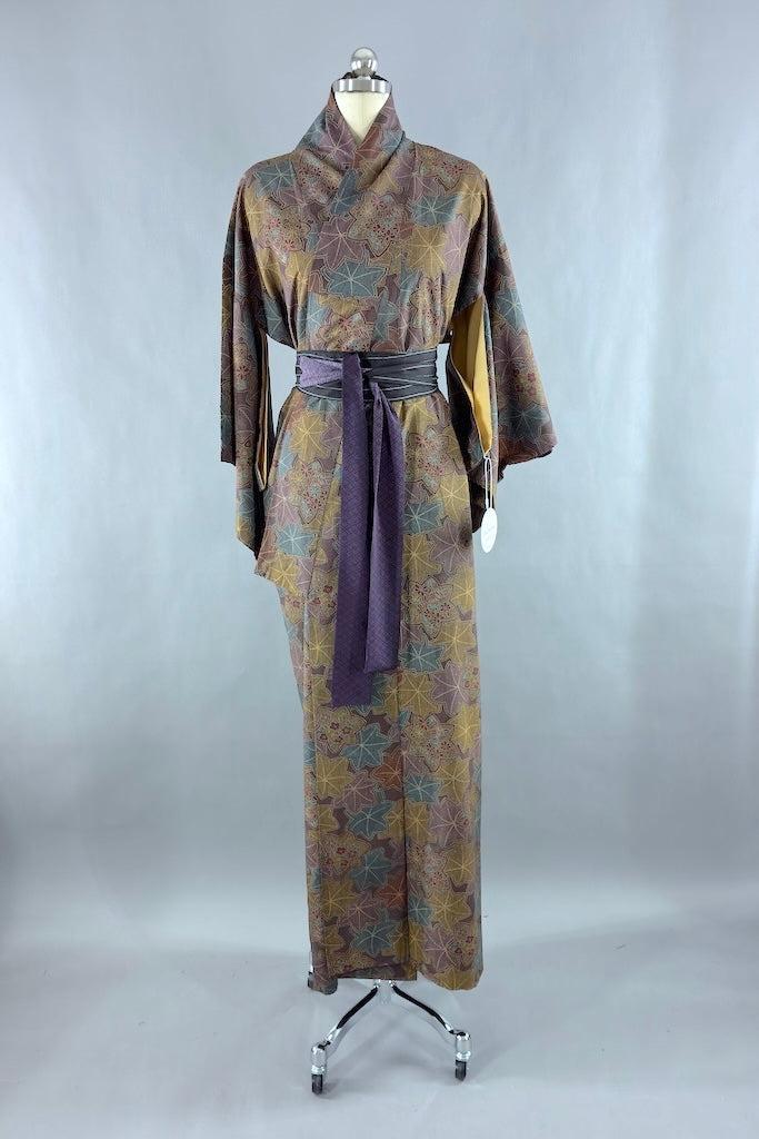 Vintage Purple & Mustard Floral Kimono-ThisBlueBird