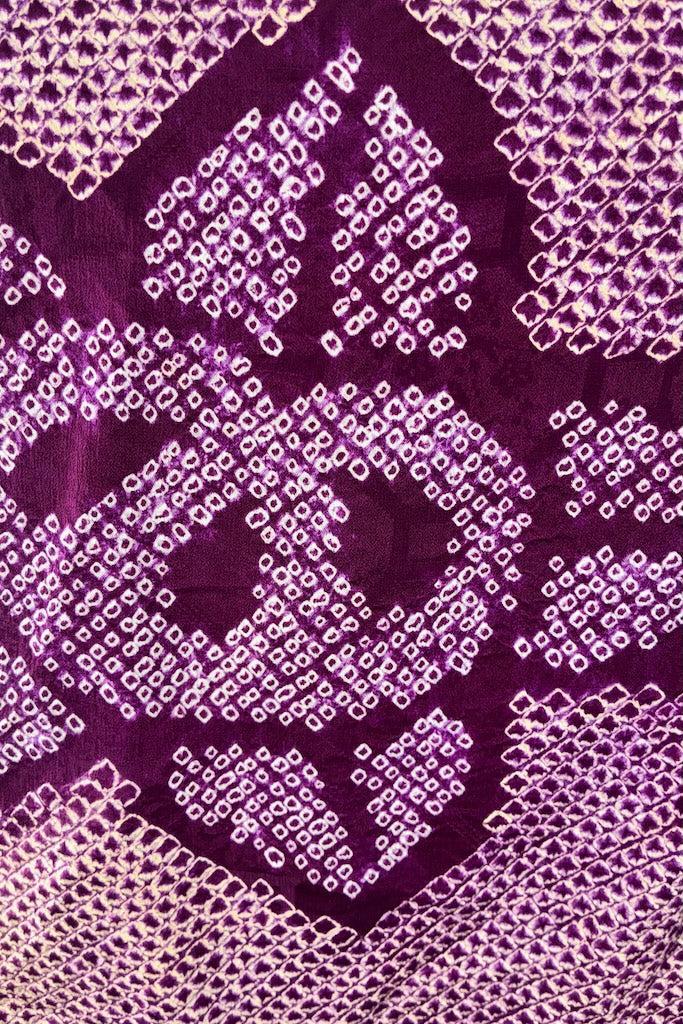 Vintage Purple Shibori Silk Kimono Cardigan-ThisBlueBird