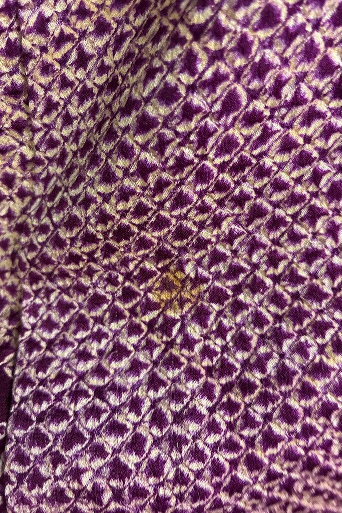 Vintage Purple Shibori Silk Kimono Cardigan-ThisBlueBird