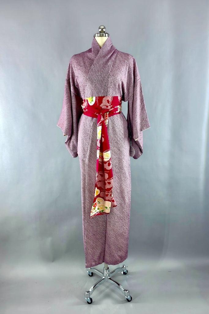 Vintage Purple Shibori Silk Kimono-ThisBlueBird