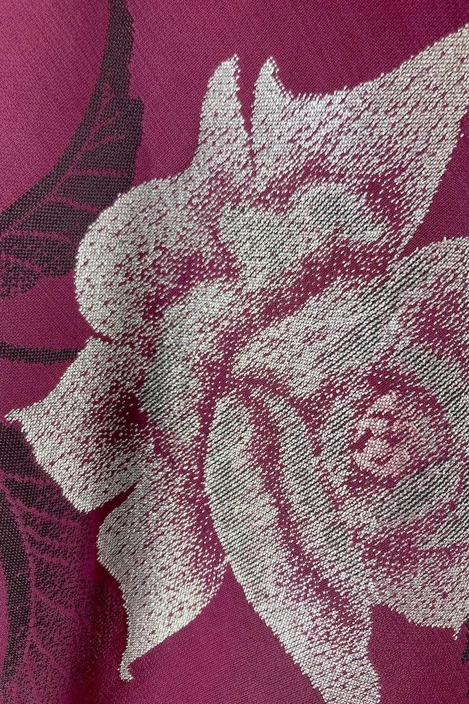 Vintage Purple Silver Rose Silk Kimono-ThisBlueBird