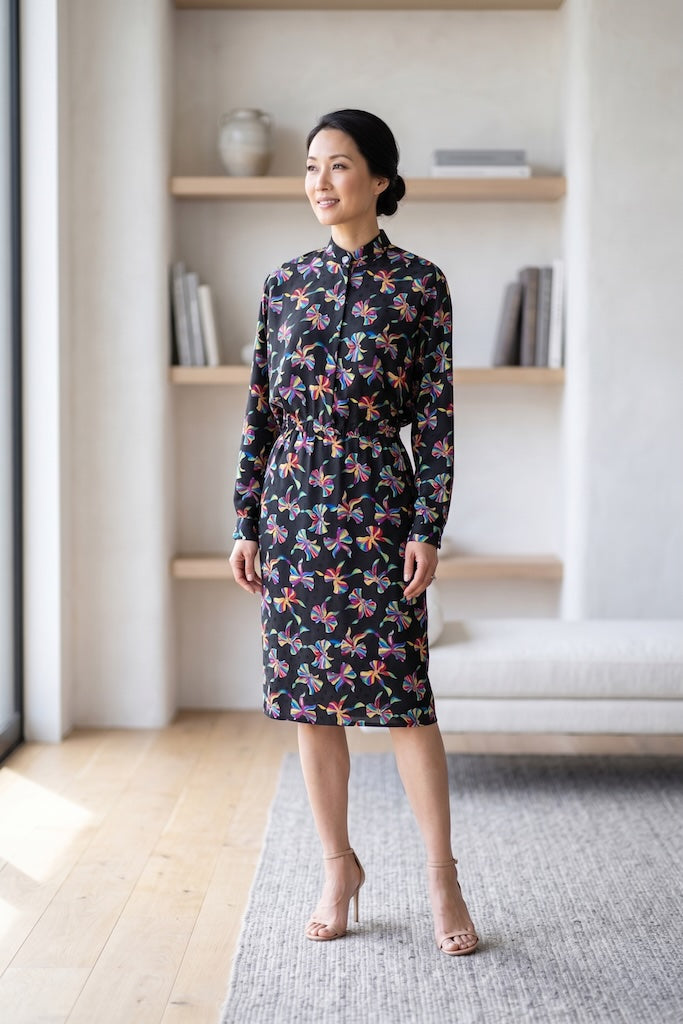 Vintage Rainbow Bows Silk Dress-ThisBlueBird