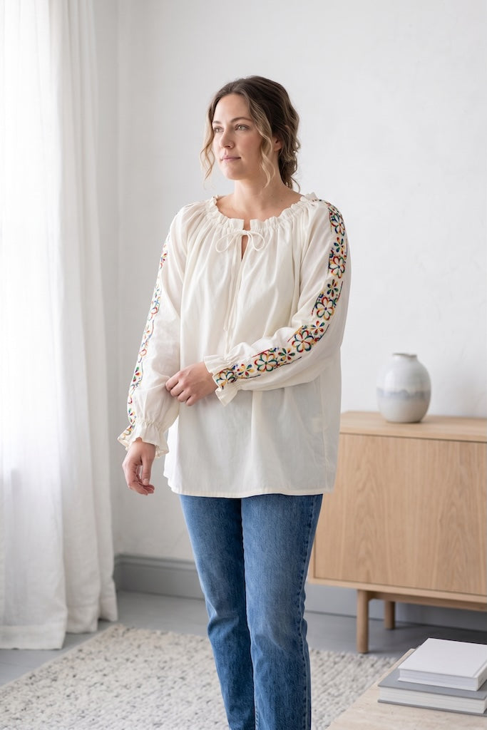 Vintage Rainbow Floral Embroidered Tunic-ThisBlueBird