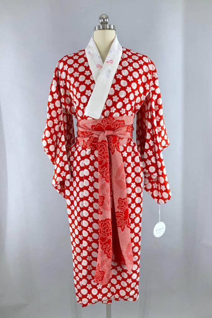 Vintage Red Daisy Kimono-ThisBlueBird