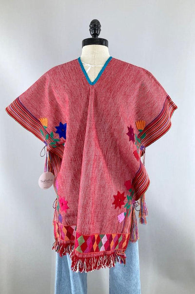 Vintage Red Floral Embroidered Serape-ThisBlueBird