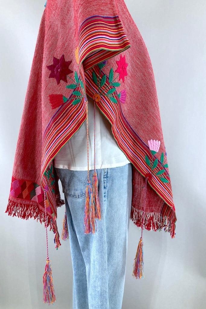 Vintage Red Floral Embroidered Serape-ThisBlueBird