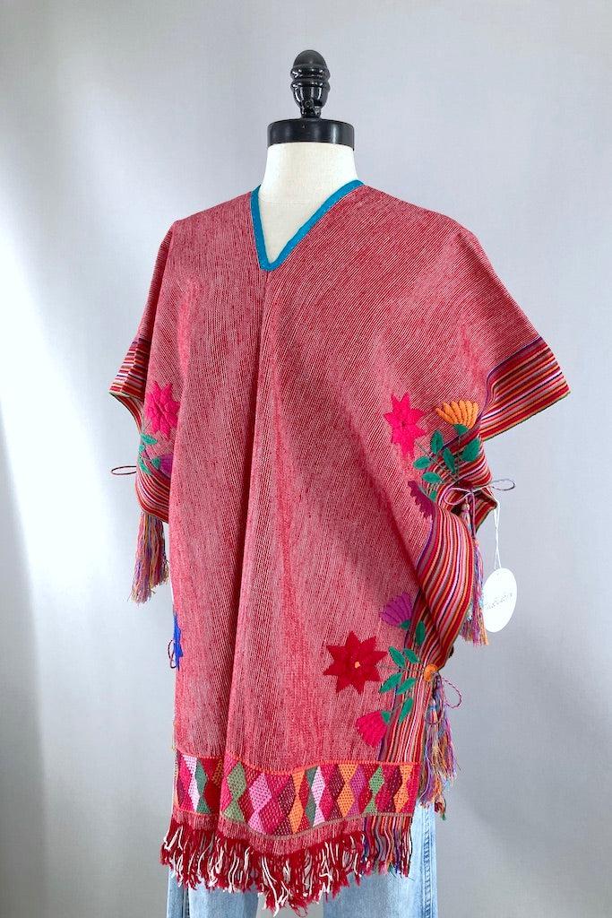 Vintage Red Floral Embroidered Serape-ThisBlueBird