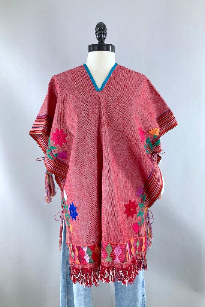 Vintage Red Floral Embroidered Serape-ThisBlueBird