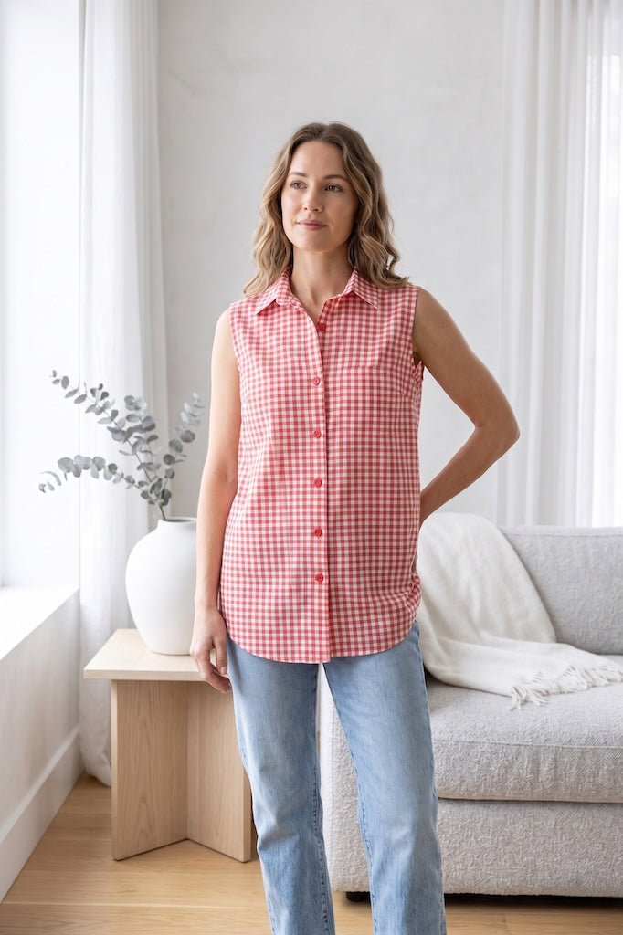Vintage Red Gingham Summer Top-ThisBlueBird