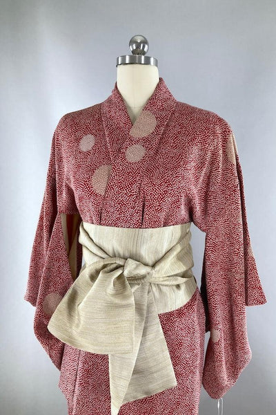 Vintage Red & Gold Silk Kimono-ThisBlueBird