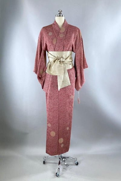 Vintage Red & Gold Silk Kimono-ThisBlueBird