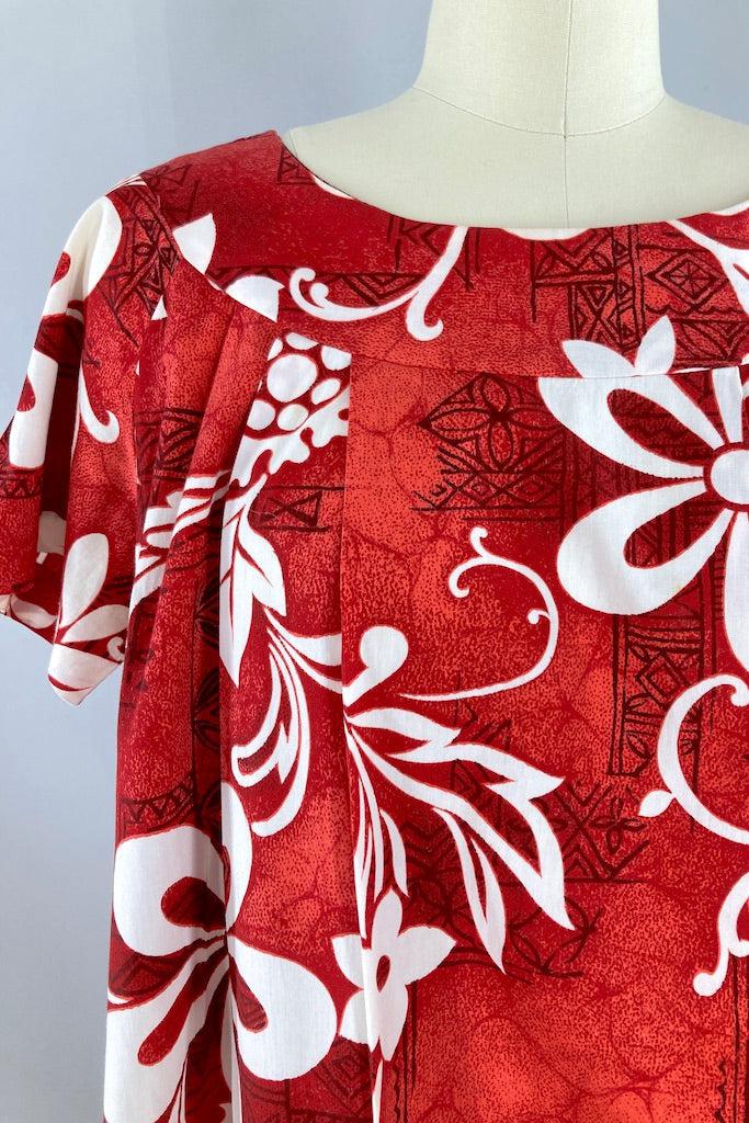 Vintage Red Hawaiian Dress-ThisBlueBird