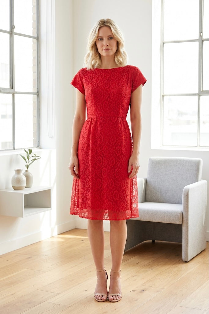 Vintage Red Lace Dress-ThisBlueBird