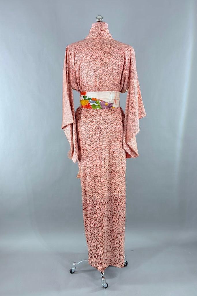 Vintage Red Seigaiha Silk Kimono-ThisBlueBird