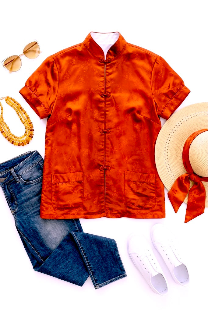 Vintage Red Silk Blouse-ThisBlueBird