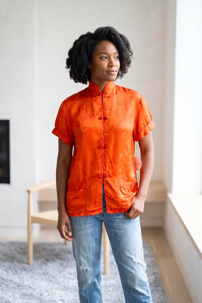 Vintage Red Silk Blouse-ThisBlueBird