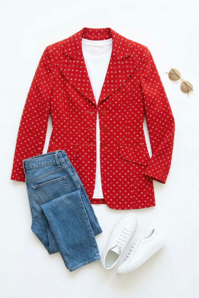 Vintage Red &amp; White Anchors Blazer-ThisBlueBird