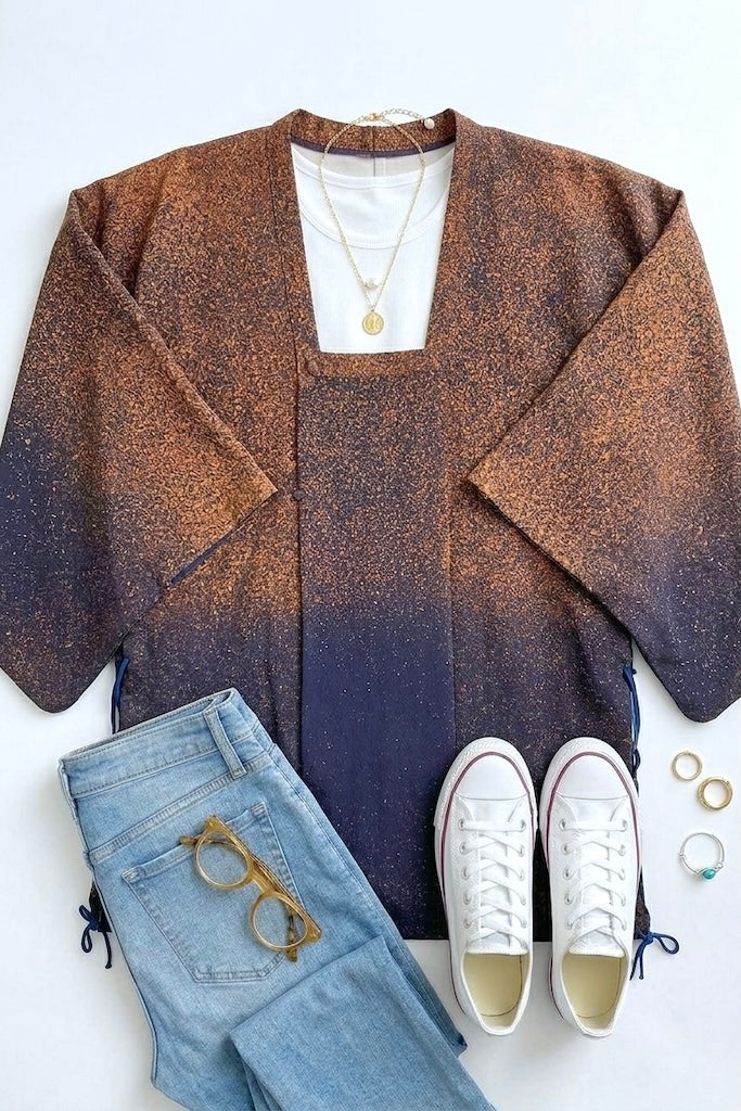 Vintage Reversible Silk Kimono Cardigan-ThisBlueBird