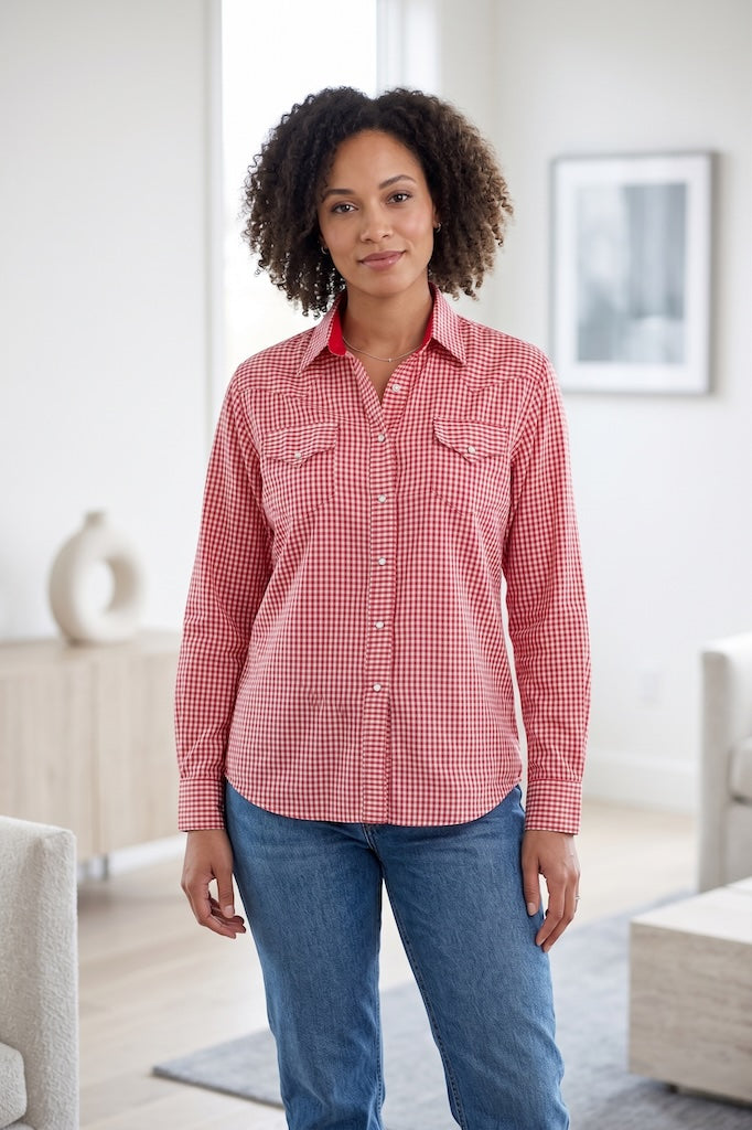 Vintage Rockmount Red Gingham Western Shirt-ThisBlueBird