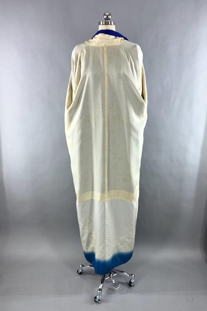 Vintage Royal Blue Birds Silk Kimono-ThisBlueBird