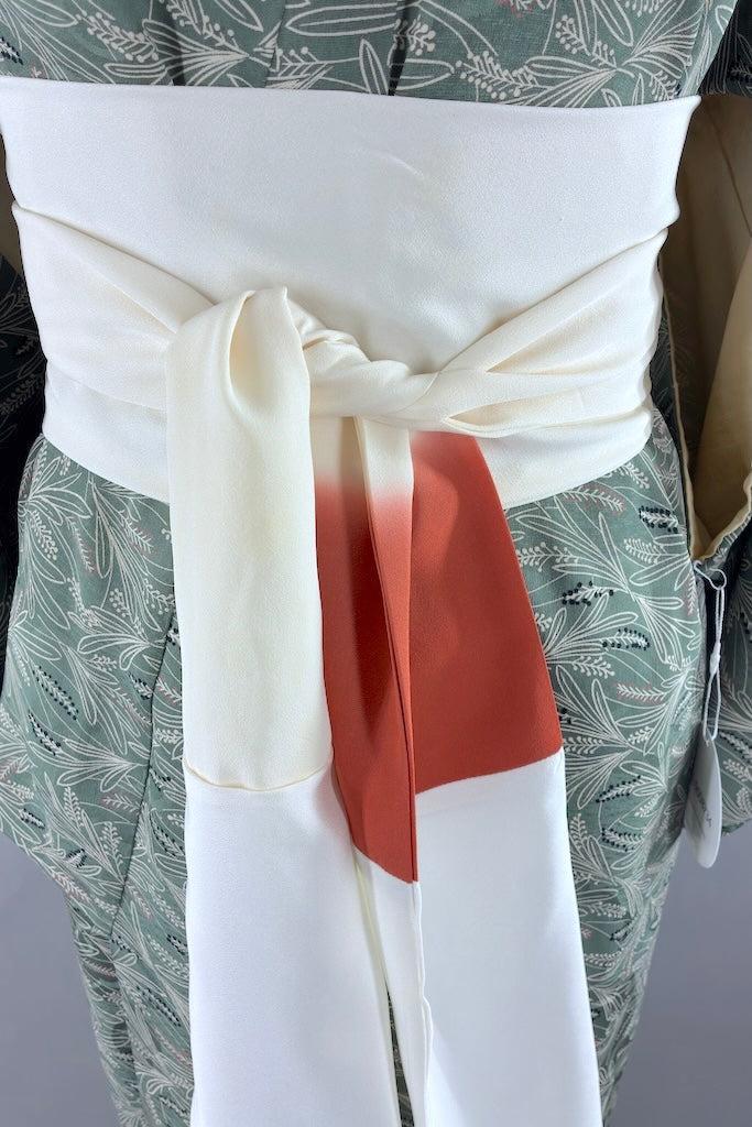 Vintage Sage Green Silk Kimono-ThisBlueBird