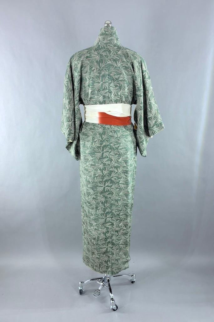 Vintage Sage Green Silk Kimono-ThisBlueBird
